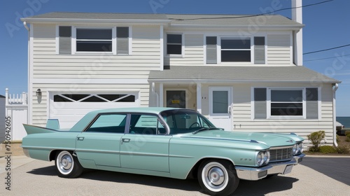 Nostalgic 1950s american life. colorful retro cars, vintage history, classic scenes of era