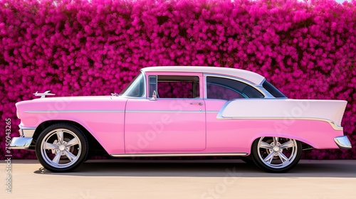 Nostalgic 1950s american life. colorful vintage cars in historical scenes and retro lifestyle