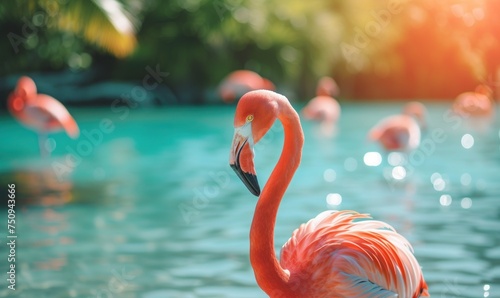 flamingo in natural habitat.