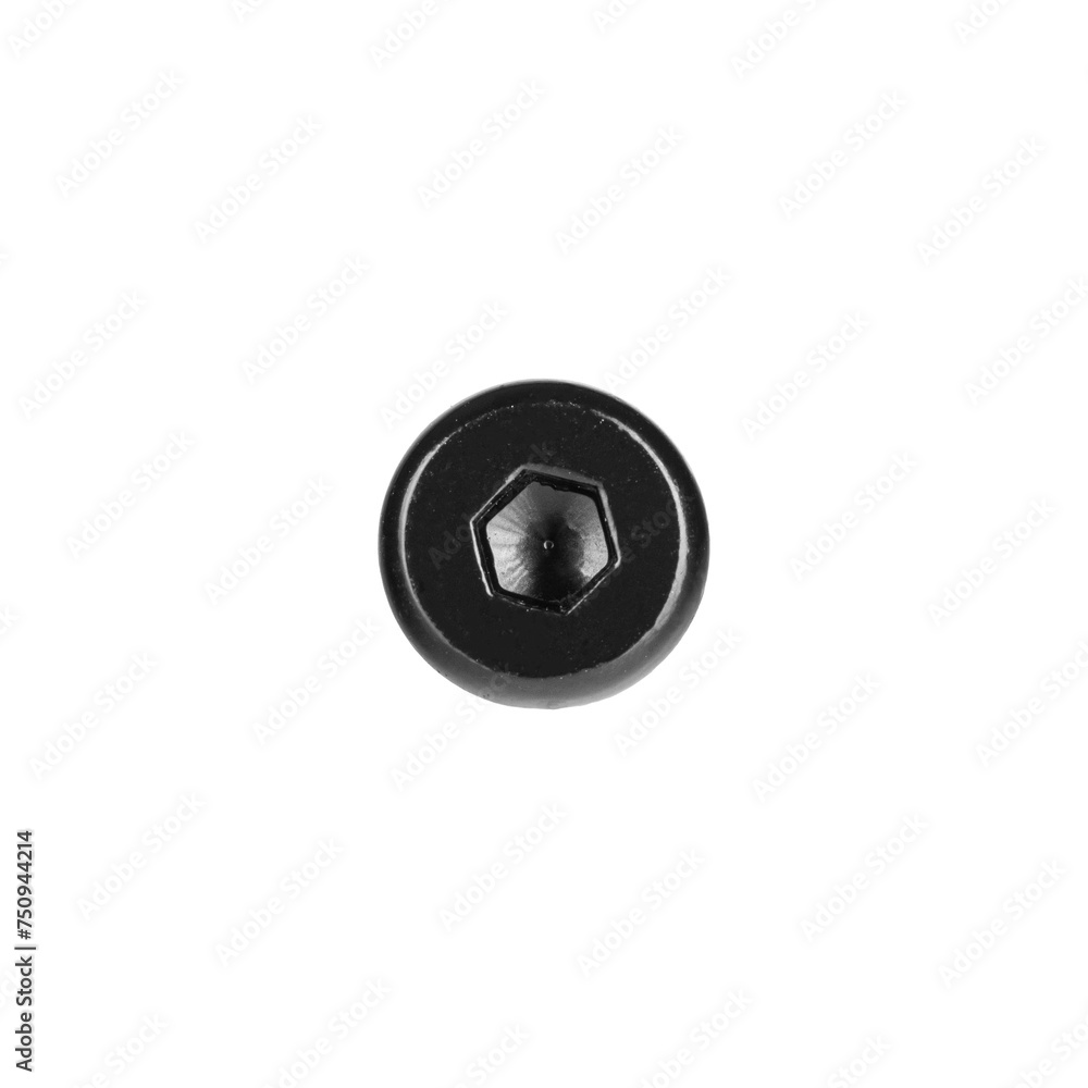 hex socket head screw in black color on isolated white background close up hex socket head screw in black color on isolated white background close up