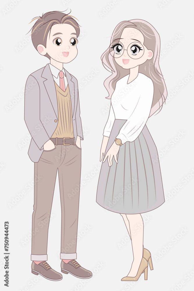 Korean adult couple full length standing. Adult asian man and woman. Korean adult couple full length standing. Adult asian man and woman.