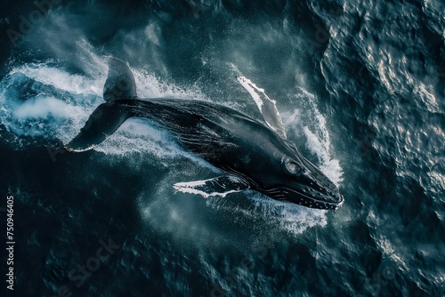 A humpback whale splashing in the ocean waters. © Joaquin Corbalan