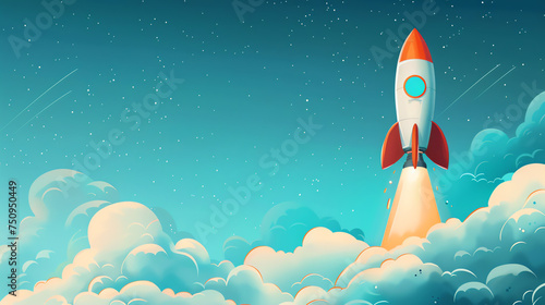 Children's Fantasy Rocket Launch Illustration