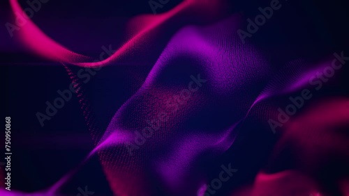 Abstract waves curves fractal background. Effect art design red purple glowing blurred loop animated video.