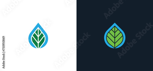 Leaf Water Drop Logo Concept icon sign symbol Element Design. Droplet, Herbal, Natural Products, Blood, Aqua, Ecology Logotype. Vector illustration template