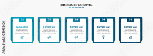  Business infographic template with 5 options or steps. Can be used for workflow layout, diagram, annual report, web design 