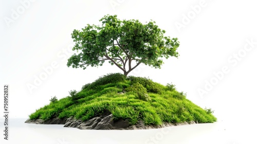 Eco concept. Green planet with tree on white background. 3D rendering