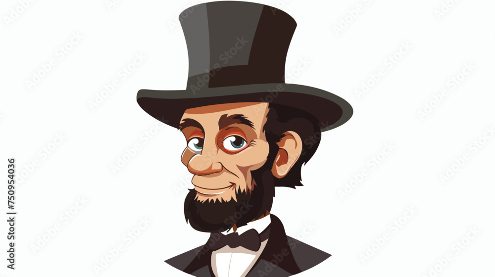 Abraham lincoln with hat comic character isolated on