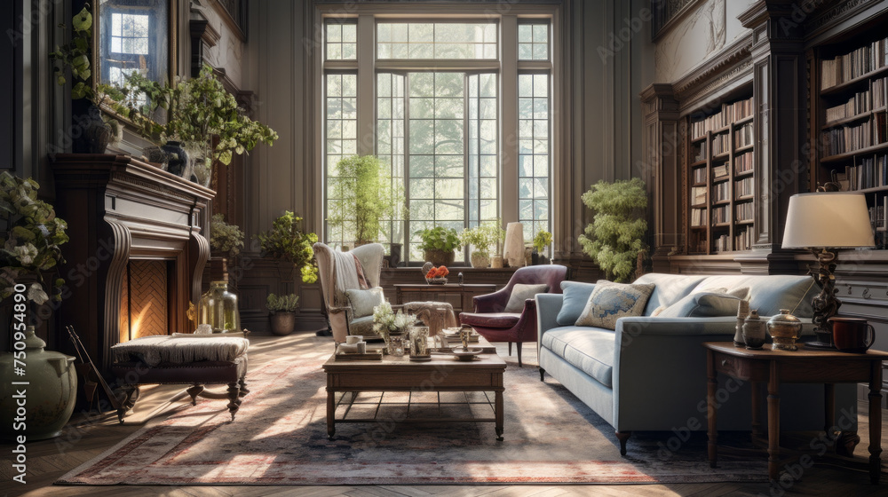 A remarkable living room with an augmented reality approach to the traditional style