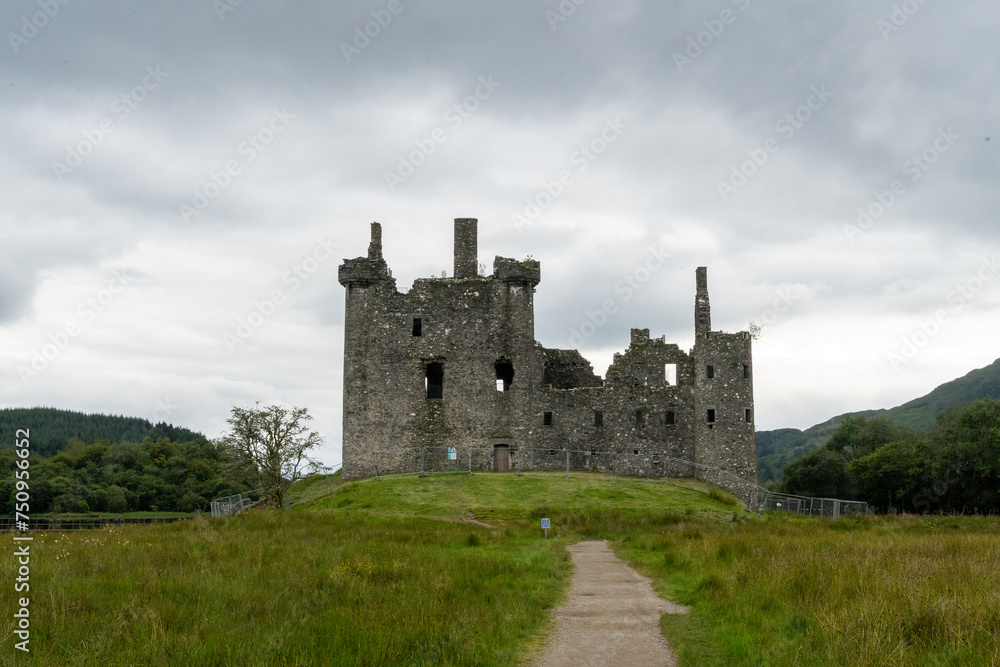 A castle in ruins in the Scottish countryside. High quality photo