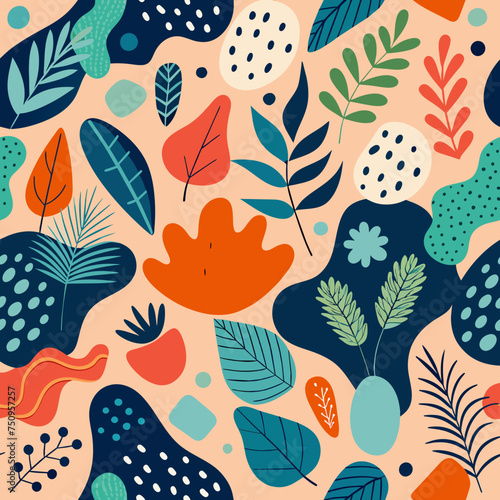 Abstract Organic Shapes and Botanical Elements Illustration