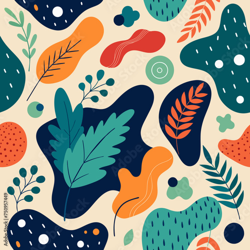 Abstract Organic Shapes and Botanical Elements Illustration