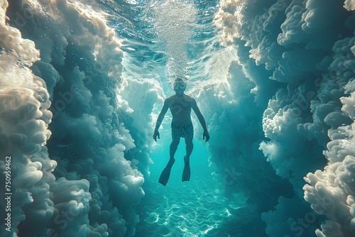 Underwater Exploration - Serene Swimming in the Sea © miriam artgraphy