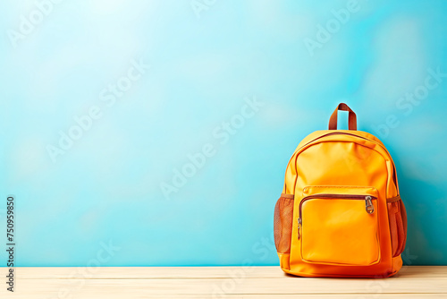 school bag on background space for text photo