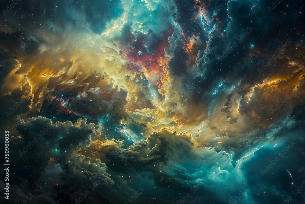 A galaxy of stars in a surreal color palette background, wallpaper. A galaxy of stars in a surreal color palette background, wallpaper.