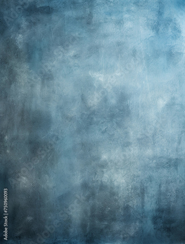 Abstract dusty blue blurred background for portrait. Portrait backdrop for studio. Empty wall.