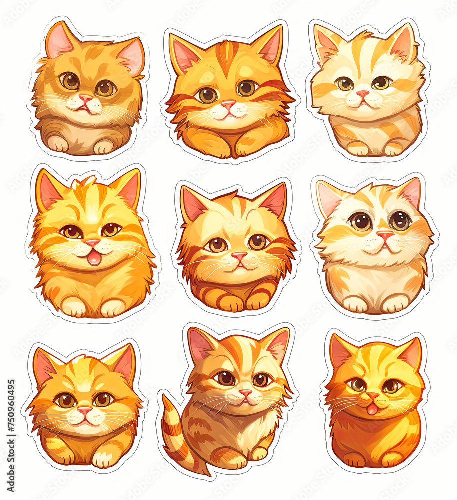 six different cat stickers with a horde sticker