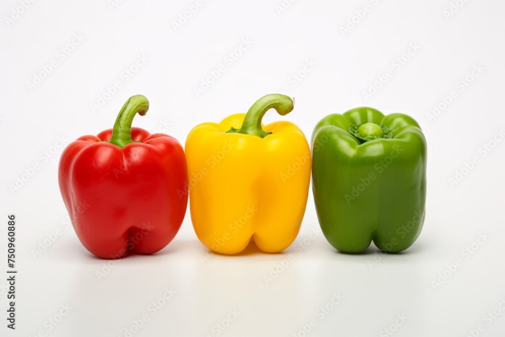 Three peppers of different colors are arranged in a row Three peppers of different colors are arranged in a row