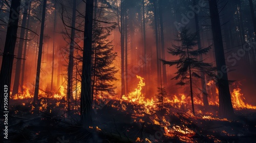 Forest fire created with Generative AI