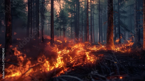 Forest fire created with Generative AI