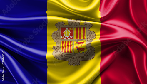 Bright and Wavy Principality of Andorra Flag BackgroundBright and Wavy Principality of Andorra Flag Background