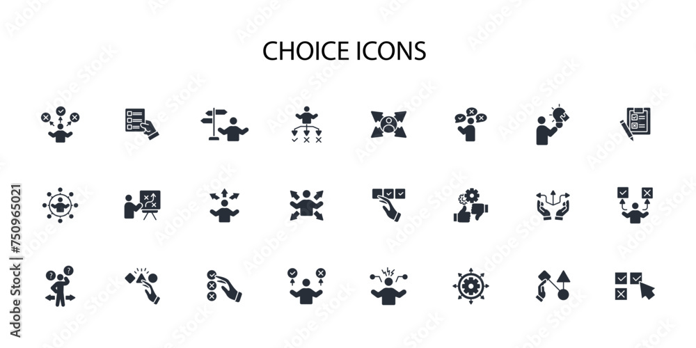 Choice icon set.vector.Editable stroke.linear style sign for use web design,logo.Symbol illustration. Choice icon set.vector.Editable stroke.linear style sign for use web design,logo.Symbol illustration.