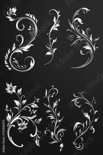Wallpaper Mural Elegant floral designs on a dark background, perfect for various design projects Torontodigital.ca