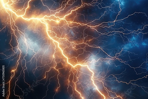 Powerful lightning bolt in the sky, perfect for weather-related designs