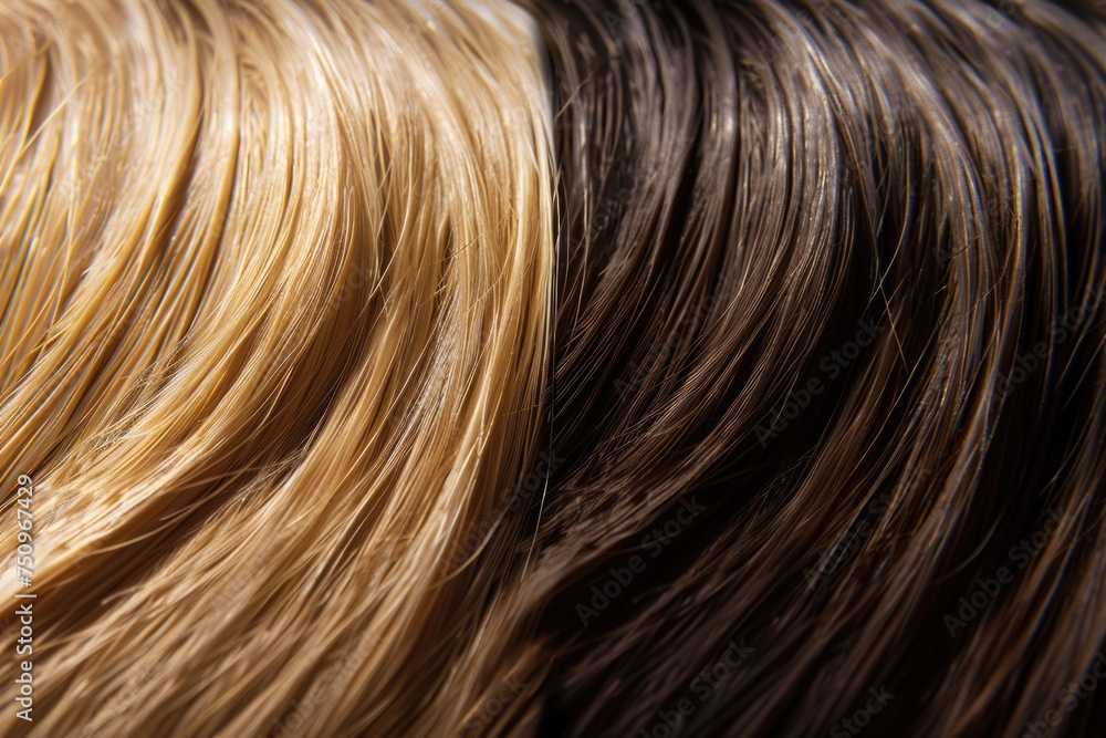 Fototapeta premium Close up of blonde and brown hair, suitable for beauty and fashion concepts