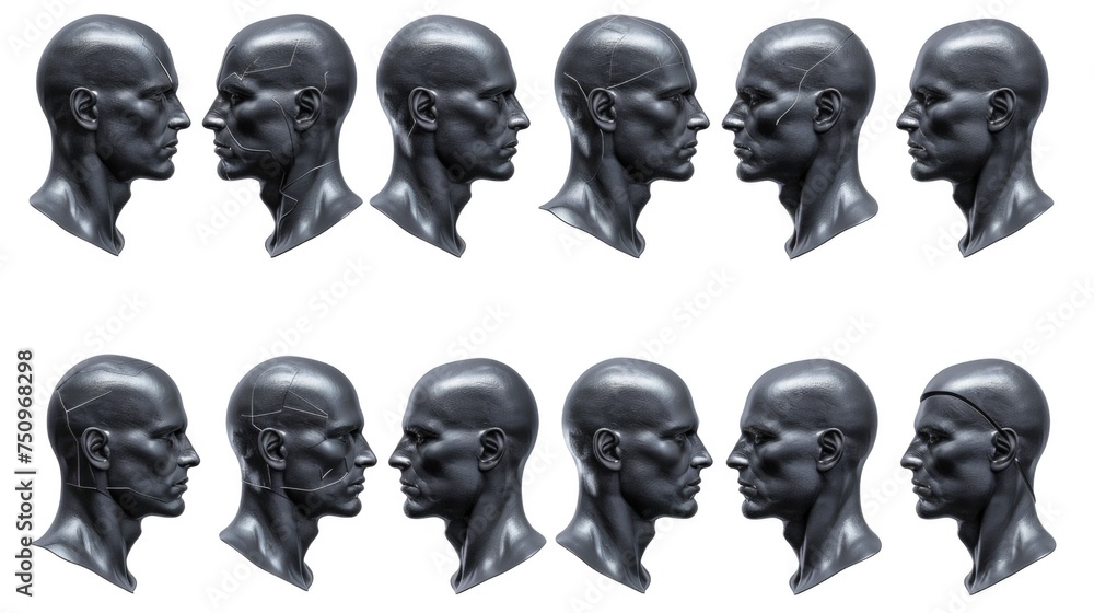 A collection of six images featuring a man's head. Versatile for various projects