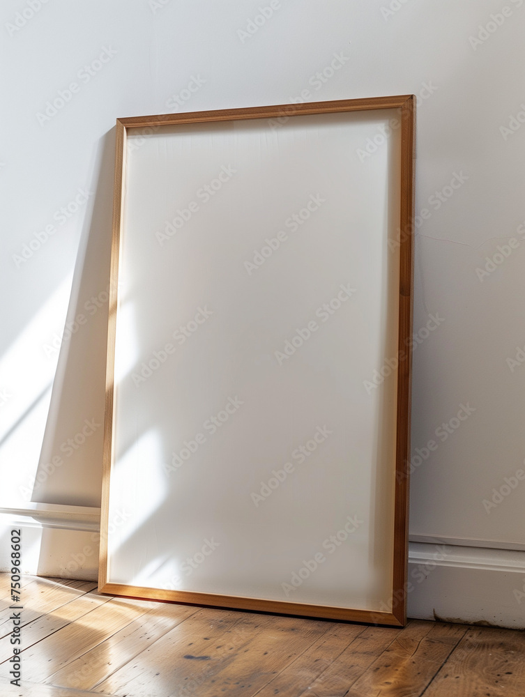 Blank White Canvas with Wooden Frame on Floor by Wall
Blank White Canvas with Wooden Frame on Floor by Wall