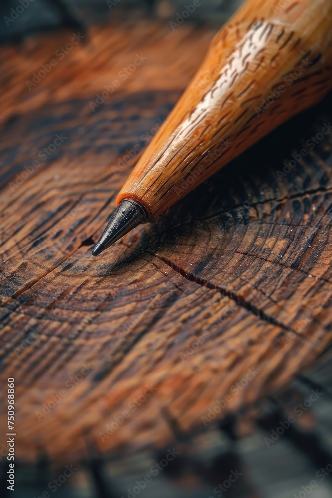 A pen resting on a wooden surface, ideal for office and education concepts A pen resting on a wooden surface, ideal for office and education concepts