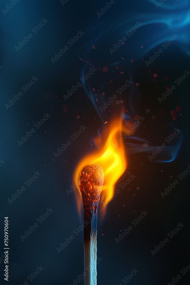 Matchstick with a lit match head Matchstick with a lit match head