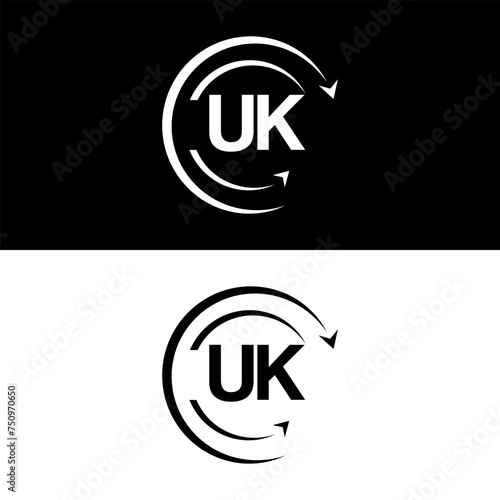 UK letter  logo minimal unique and simple logo design  UK creative modern monogram logo style 