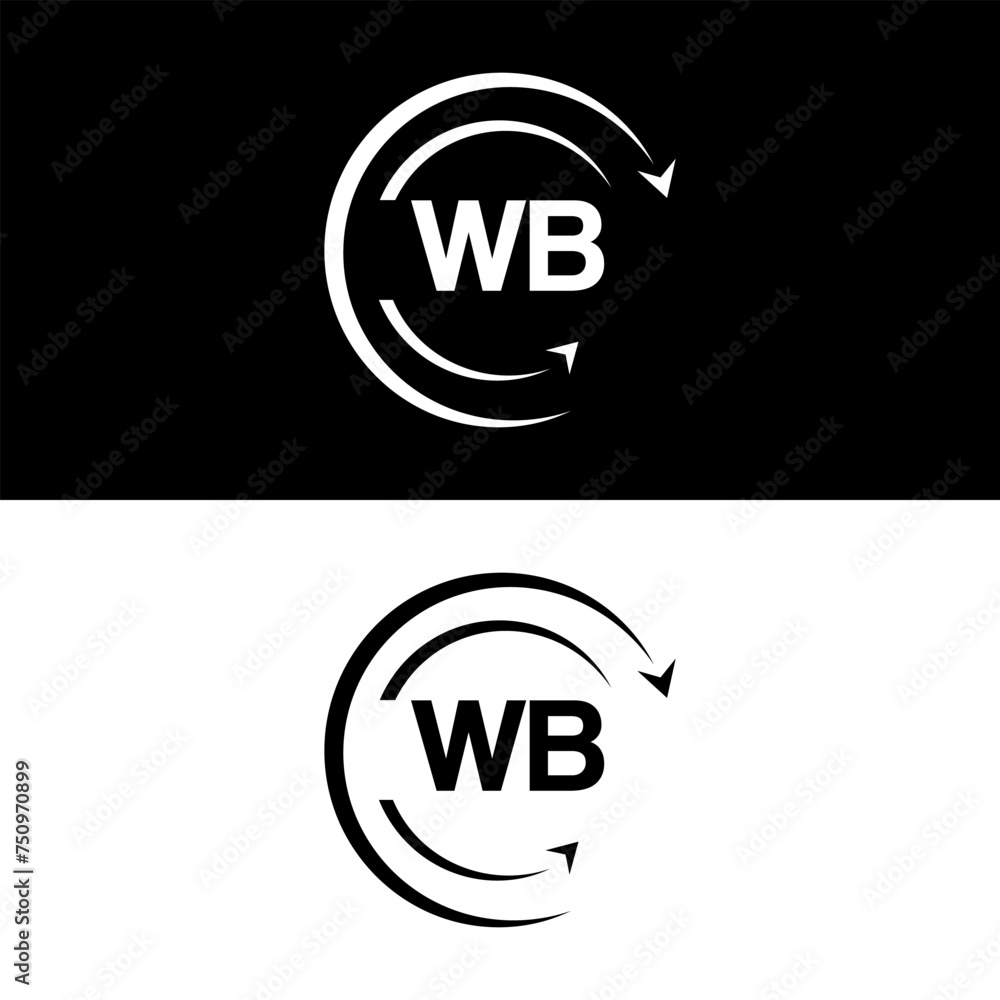 WB letter logo minimal unique and simple logo design, WB creative modern monogram logo style WB letter logo minimal unique and simple logo design, WB creative modern monogram logo style