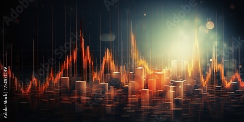 Graphs representing ups and downs. Financial market, stock market concept. Market trend.