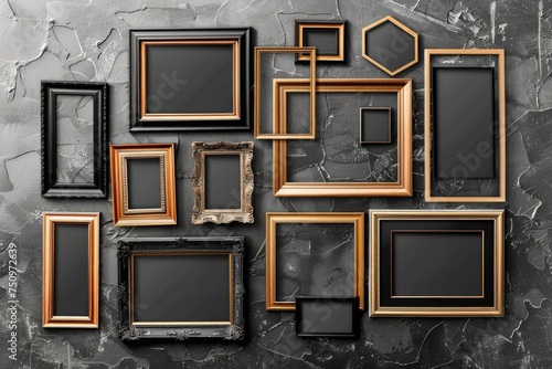 A collection of picture frames hanging on a wall. Perfect for home decor projects