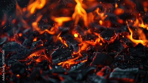 Close-up view of a fiery blaze. Ideal for illustrating heat or danger