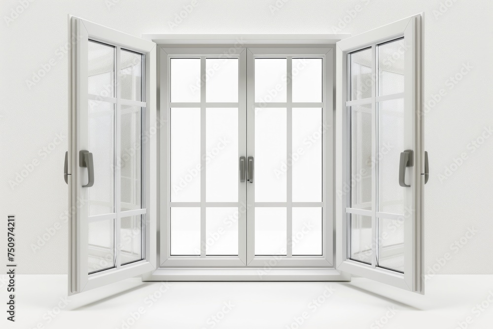 Fototapeta premium A view of an open window in a white room. Perfect for interior design concepts