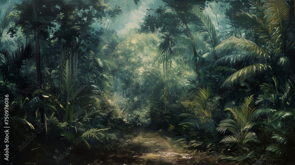 a painting of a jungle a painting of a jungle