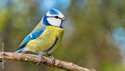 mesange bleue parus caeruleus oiseau isole sur une branche © Kira