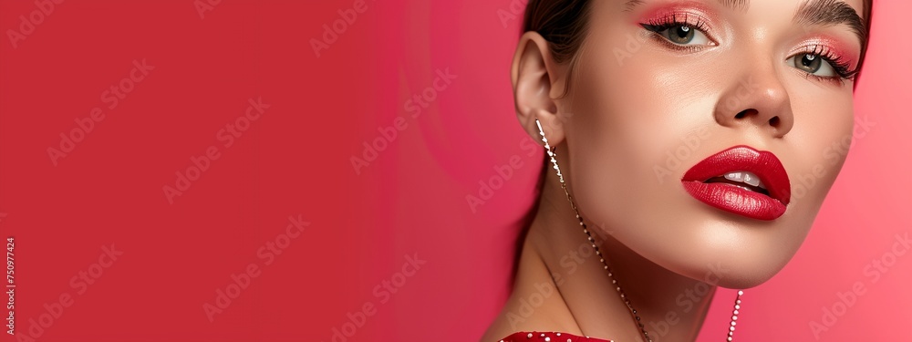 a woman with a red lipstick a woman with a red lipstick