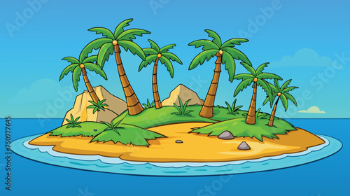 Tropical Island Oasis With Palm Trees and Clear Skies