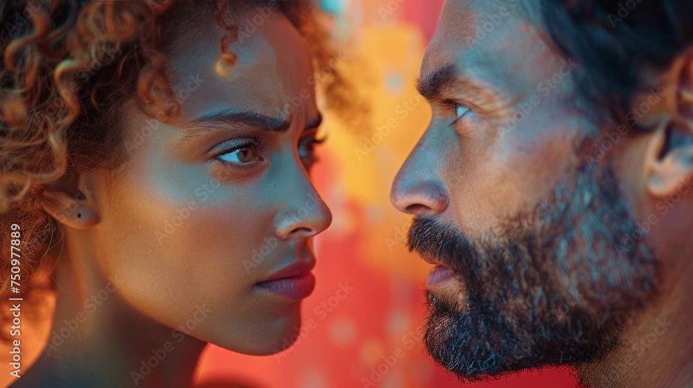 Man and Woman Staring at Each Other Man and Woman Staring at Each Other