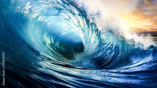 A breathtaking moment frozen in time as a massive ocean wave rises majestically, offering the perfect opportunity for exhilarating surfing adventures.