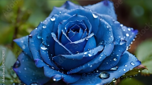 blue rose with dew drops