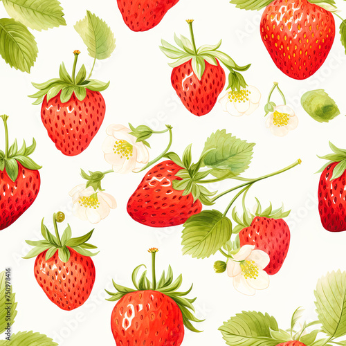 watercolor style Strawberry fruit pattern banner wallpaper