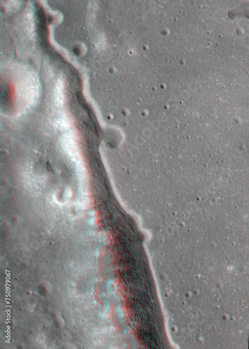 Rimae Posidonius. Anaglyph image. Use red/cyan 3d glasses.
Image from the Lunar Reconnaissance Orbiter Camera (LROC), NASA/GSFC/Arizona State University.