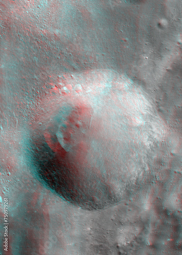 8-km Fresh Crater near Giordano Bruno. Anaglyph image. Use red/cyan 3d glasses.
Image from the Lunar Reconnaissance Orbiter Camera (LROC), NASA/GSFC/Arizona State University.
