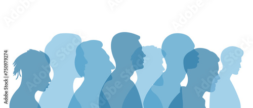Silhouettes of men of different nationalities.Vector illustration.